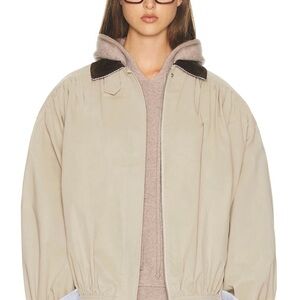 HELSA Shirred Bomber Jacket With Corduroy Collar